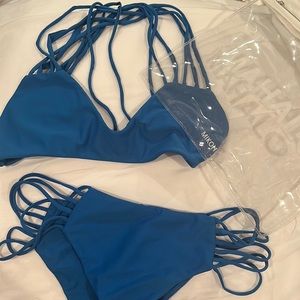 Mikoh royal blue bathing suit. Small top and small bottom